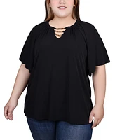 Ny Collection Plus Size Raglan Sleeve Top with Chain Details