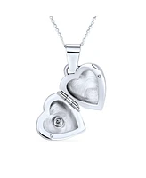 Bling Jewelry Small Cz Carved Floral Flower Initial Heart Shape Photo Locket Hold Pictures Sterling Silver Lockets Necklace Pendant