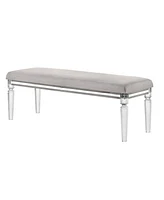 Simplie Fun 1Pc Glam Style Bench Upholstered Light Grey Brown Fabric Contemporary Style Bedroom Living Room Fabric/Plastic