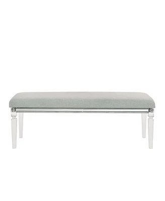 Simplie Fun 1Pc Glam Style Bench Upholstered Light Grey Brown Fabric Contemporary Style Bedroom Living Room Fabric/Plastic