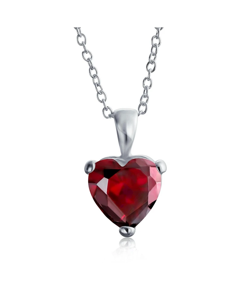 Bling Jewelry Timeless Elegance: Red 5CT Heart-Shaped Bridal Solitaire Pendant Necklace - Sterling Silver Cz Cubic Zirconia For Women