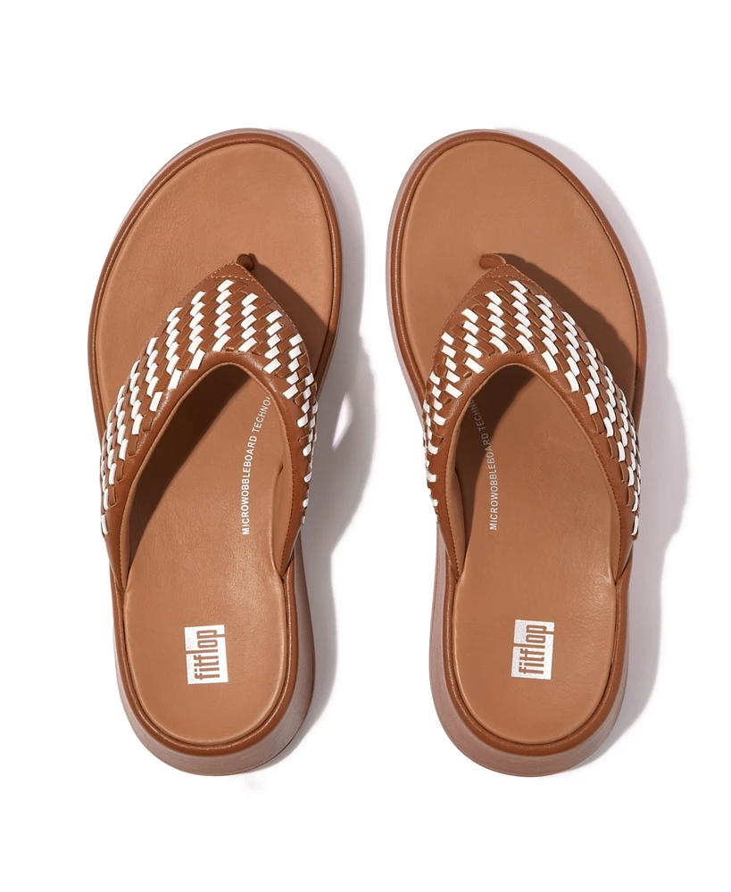 FitFlop Women's F-Mode Woven-Leather Flatform Toe-Post Sandals