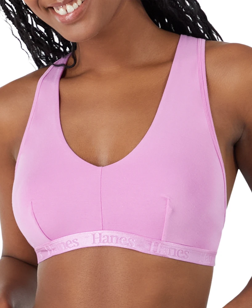 Hanes Women's 2-Pack Originals SuperSoft Ultimate V-Neck Racerback Bralette DUS201