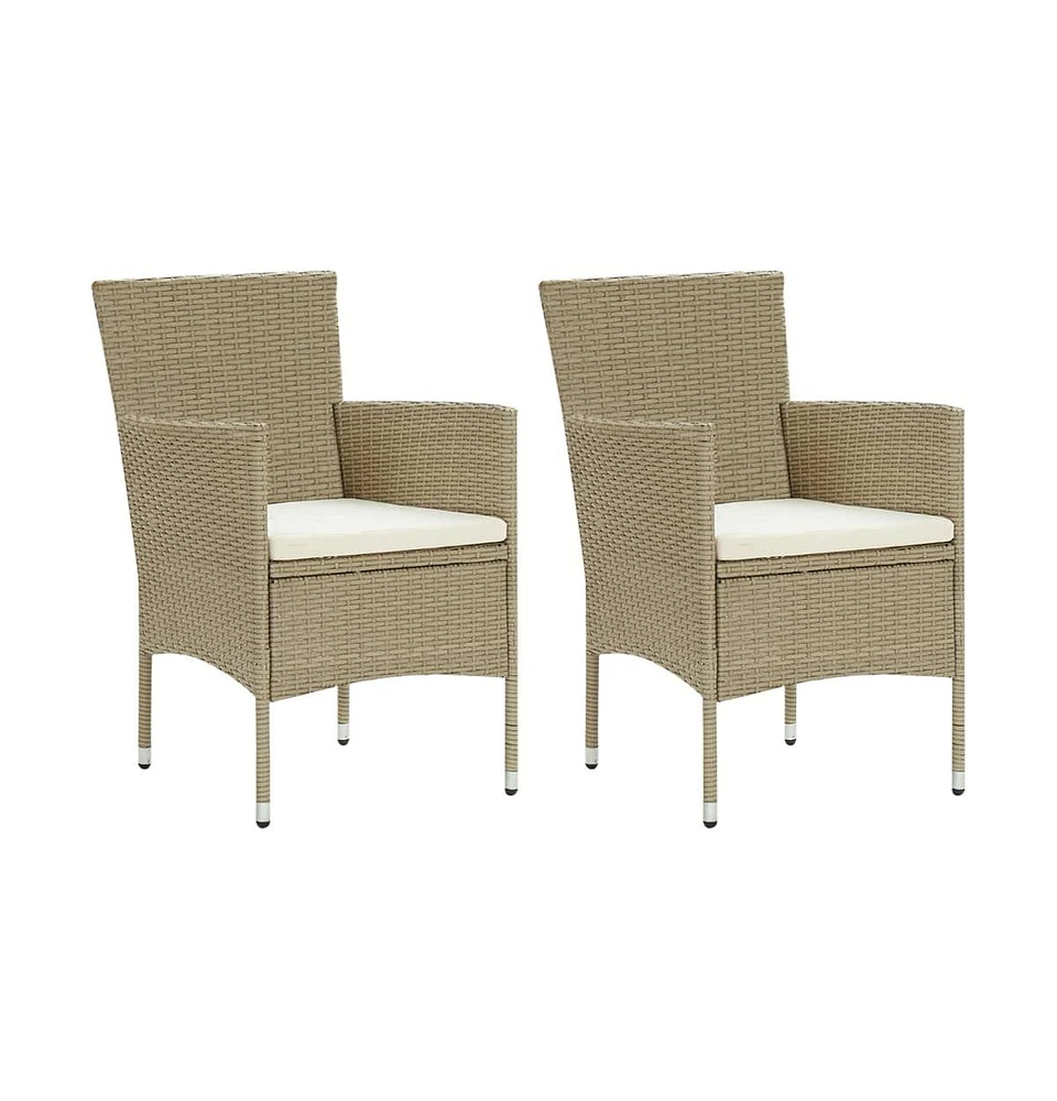 Patio Dining Chairs 2 pcs Poly Rattan Beige