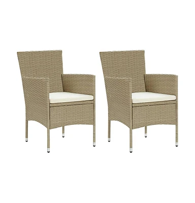 Patio Dining Chairs 2 pcs Poly Rattan Beige