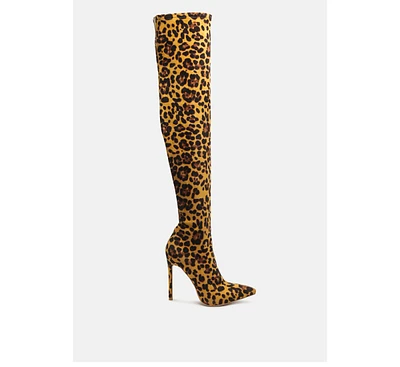 pokey suede over the knee block heeled boots