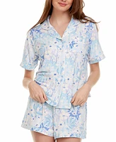 Flora by Flora Nikrooz Women's 2-Pc Gabriella Printed Shorty Pajamas Set
