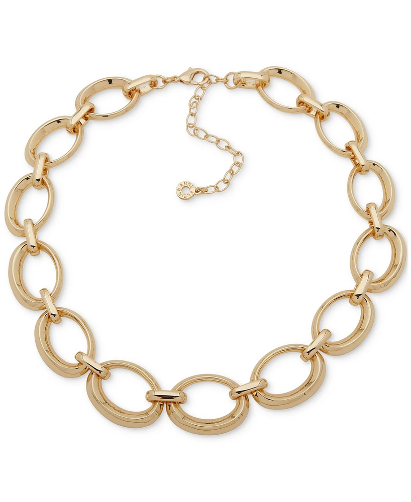 Anne Klein Gold-Tone Oval Link Collar Necklace, 16" + 3" extender