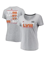 Women's Fanatics Gray Kansas City Chiefs Super Bowl Lviii Champions Counting Points V-Neck T-shirt