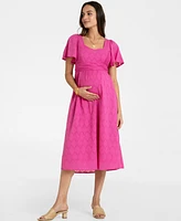 Seraphine Women's Cotton Broderie Maternity and Nursing Dress