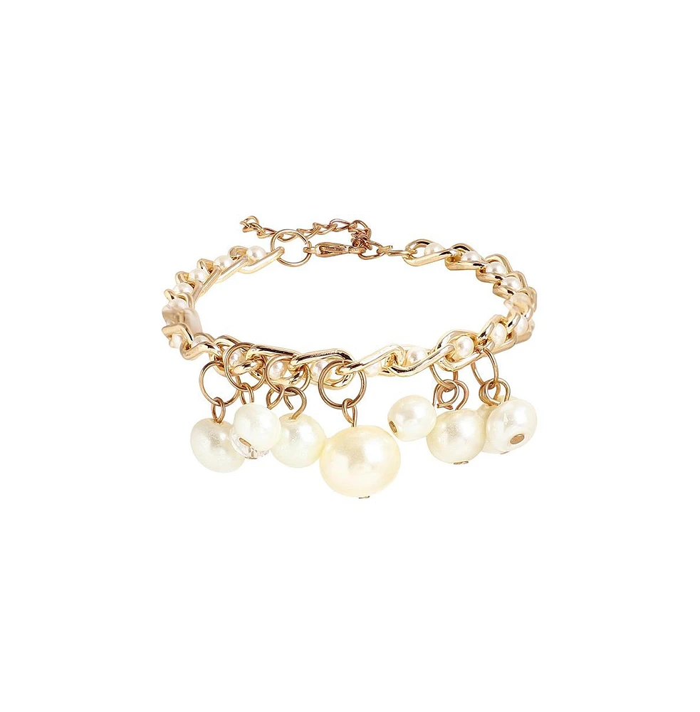 Sohi Women's Gold Drop Charm Bracelet