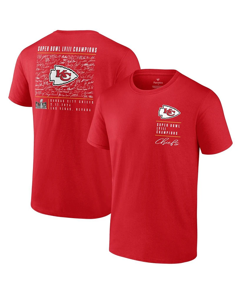 Men's Fanatics Red Kansas City Chiefs Super Bowl Lviii Champions Signature Roster Big and Tall T-shirt