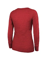 Women's Majestic Threads Scarlet San Francisco 49ers Super Bowl Lviii Make It Happen Tri-Blend Long Sleeve Scoop Neck T-shirt