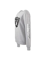 Women's Cuce Heather Gray Las Vegas Raiders Sequined Logo Pullover Sweatshirt