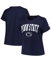 Women's Profile Navy Penn State Nittany Lions Plus Arch Over Logo Scoop Neck T-shirt