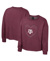 Big Girls Colosseum Maroon Texas A&M Aggies Audrey Washed Fleece Pullover Crewneck Sweatshirt