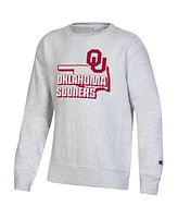 Big Boys Champion Heather Gray Oklahoma Sooners Reverse Weave Pullover Sweatshirt