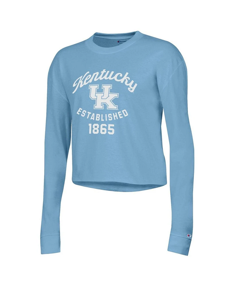 Women's Champion Blue Kentucky Wildcats Boyfriend Cropped Long Sleeve T-shirt