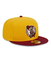 Men's New Era Yellow, Red Boston Celtics Fall Leaves 2-Tone 59FIFTY Fitted Hat
