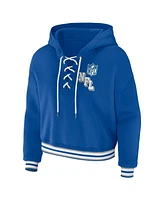 Women's Wear by Erin Andrews Blue Nfl Lace-Up Pullover Hoodie