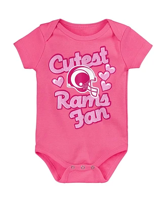Baby Girls Pink Los Angeles Rams Cutest Fan Hearts Bodysuit