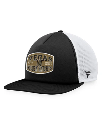 Men's Fanatics Black, White Vegas Golden Knights Foam Front Patch Trucker Snapback Hat