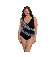 Women's Longitude Faux Surplice Tank One-Piece Swimsuit