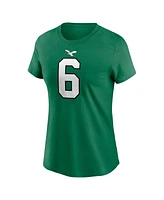 Women's Nike DeVonta Smith Kelly Green Philadelphia Eagles Player Name and Number T-shirt