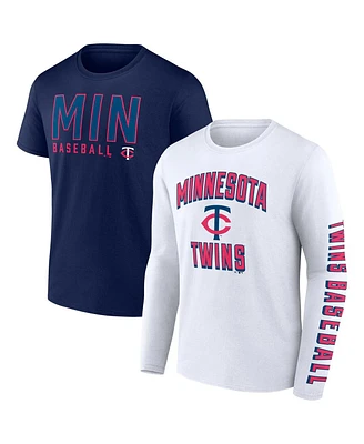 Men's Fanatics Navy, White Minnesota Twins Two-Pack Combo T-shirt Set