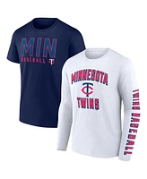 Men's Fanatics Navy, White Minnesota Twins Two-Pack Combo T-shirt Set