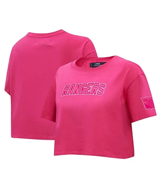 Women's Pro Standard New York Rangers Triple Pink Cropped Boxy T-shirt
