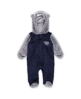 Baby Boys and Girls Navy, Gray Tennessee Titans Game Nap Teddy Fleece Bunting Full-Zip Sleeper