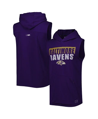 Men's Msx by Michael Strahan Purple Baltimore Ravens Relay Sleeveless Pullover Hoodie