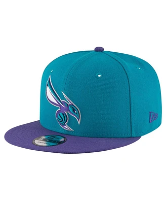 Men's New Era Teal, Purple Charlotte Hornets Official Team Color 2Tone 9FIFTY Snapback Hat