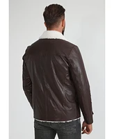 Furniq Uk Men's Genuine Leather Coat with Shearling Lining