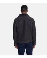 Men's Suede Casual Jacket, Washed Anthracite With Wool