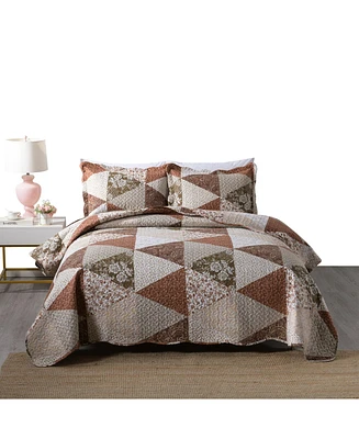 MarCielo 3 Piece Quilt Bedspread Set Bedding Coverlet Set B74