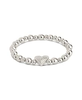 Sterling Forever Silver-Tone or Gold-Tone Beating Heart Beaded Bracelet