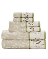 Madison Park Cotton 6-Pc. Embroidered Serene Jacquard Towel Set