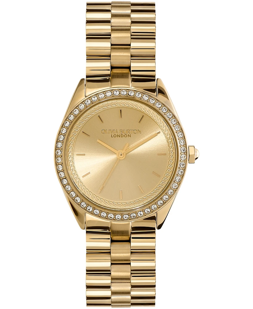 Olivia Burton Women's Bejeweled Gold-Tone Stainless Steel Watch 34mm