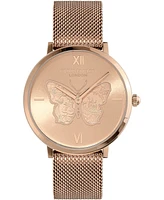 Olivia Burton Women's Signature Butterfly Rose Gold-Tone Stainless Steel Mesh Watch 35mm