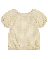 Levi's Little Girls Gingham Peasant Checkered Print Blouse