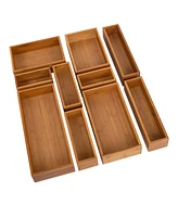 Seville Classics 10-Piece Bamboo Storage Organizer Box Set