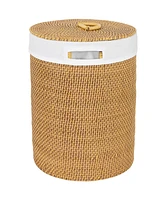 Seville Classics 3-Piece Handwoven Rattan Lidded Laundry Hamper Basket Set