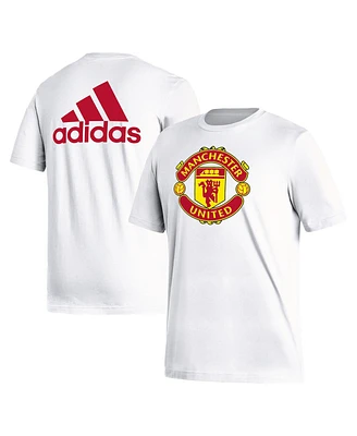 Men's adidas White Manchester United Crest T-shirt