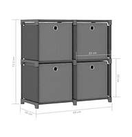 4-Cube Display Shelf with Boxes Gray 27.2"x11.8"x28.5" Fabric