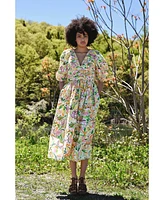 Jessie Zhao New York Wonderland Floral Taffeta Midi Dress