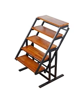 Solid Mahogany Wood Dining Table with Space Saving Shelf