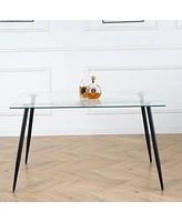 Simplie Fun Glass Dining Table with Metal Legs