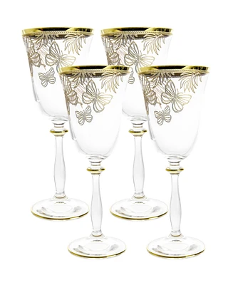 Vivience Butterfly Design Wine Glasses 6.25 oz, Set of 4